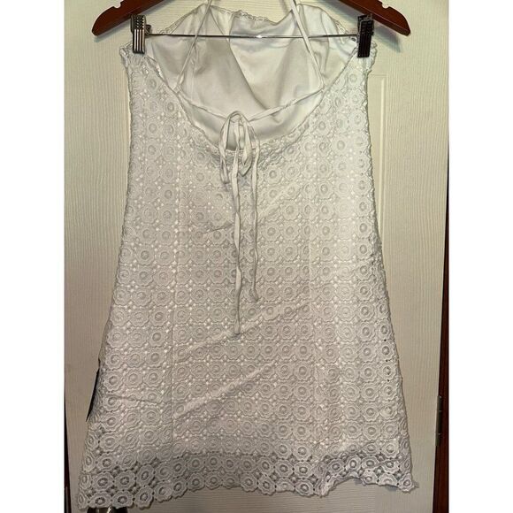NWT Lulu’s Lace Travel White Floral Crochet Lace Backless Mini Dress Size Large - Picture 10 of 16
